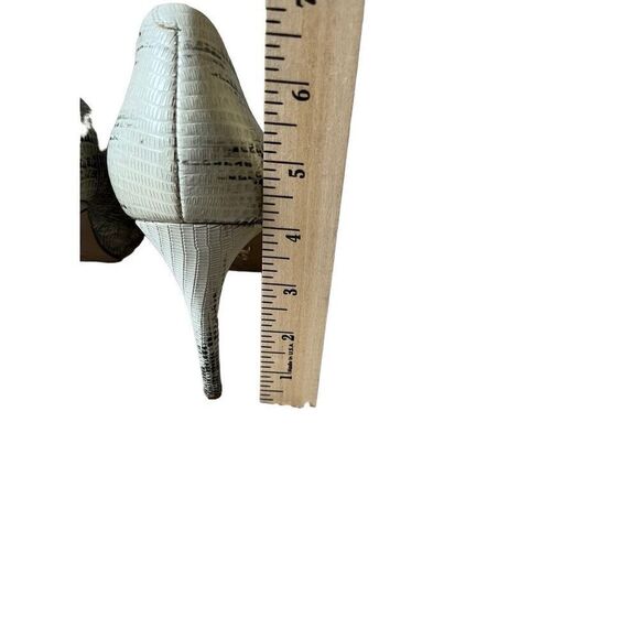 Carrano Snake Skin Stilettos Pumps Heels size 10 Gray Cream White - Picture 7 of 12